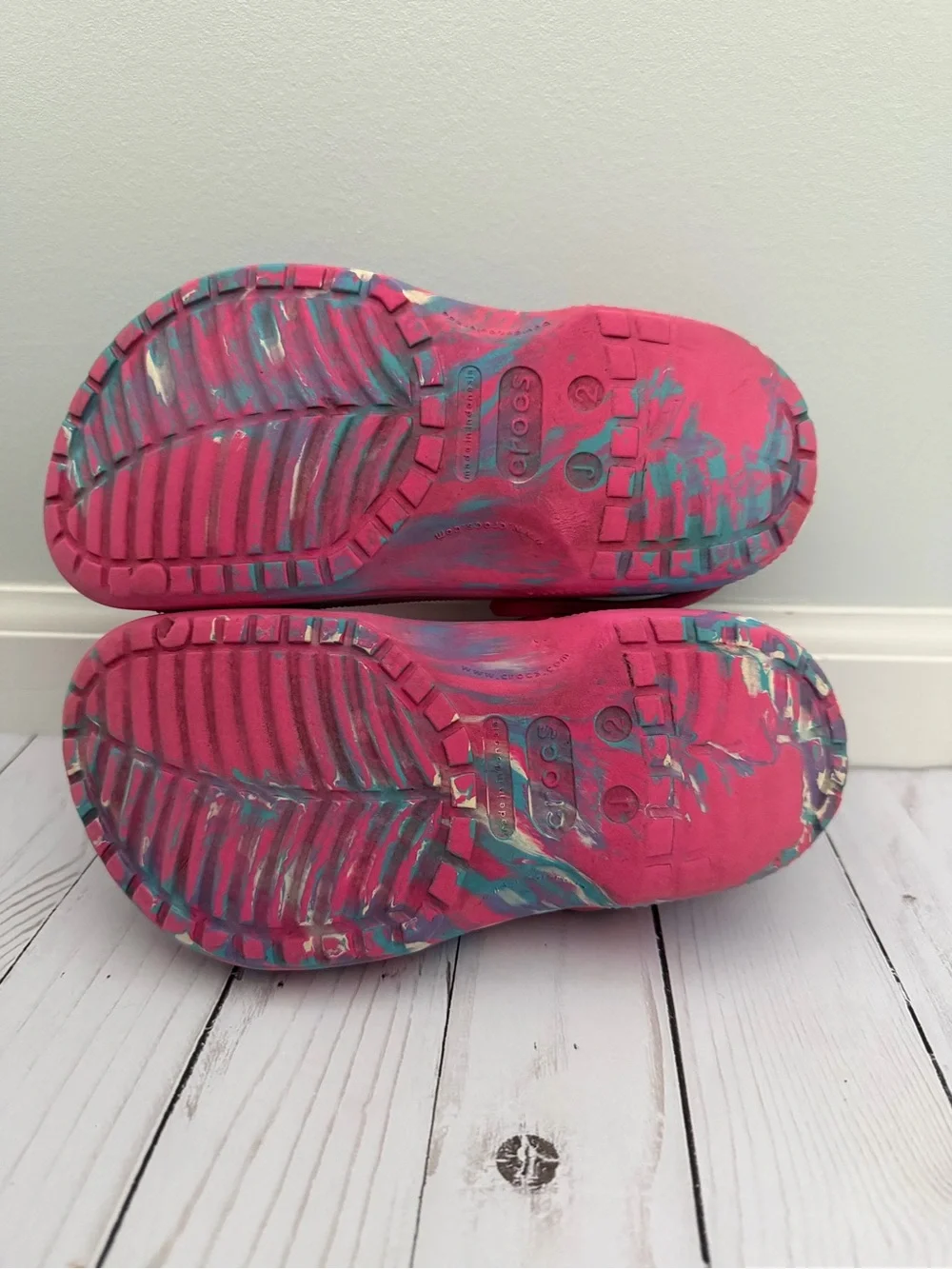 Kids Pink and Blue Slip-On Crocs